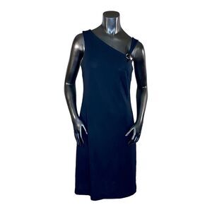 Dani Max Sleeveless Black Dress Asymmetrical Neck Line Size 10 Petite